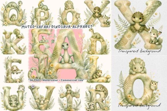 Download Muted Safari Dinosaur Alphabet PNG - Alphabet Collection