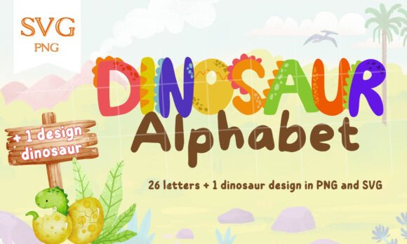Download Dinosaur Alphabet Letters Design SVG PNG - Alphabet Collection