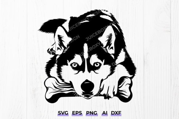Download Siberian Husky Dog with Bone Svg, Pet Dx - Bone Collection