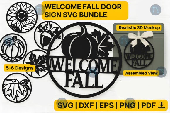 Download Welcome Fall Door Sign SVG Bundle - Door sign svg Collection