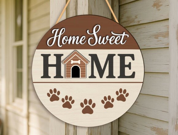 Download Home Sweet Home Dog Paw Door Sign SVG - Door sign svg Collection