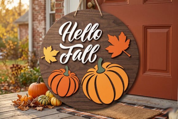 Download Hello Fall Pumpkin Door Sign SVG - Door sign svg Collection