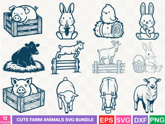 Download Cute Farm Animals SVG Bundle - Farm animals svg Collection
