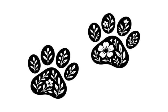 Download Floral Dog Paws SVG PNG Vector Cut File - Vector cut file Collection