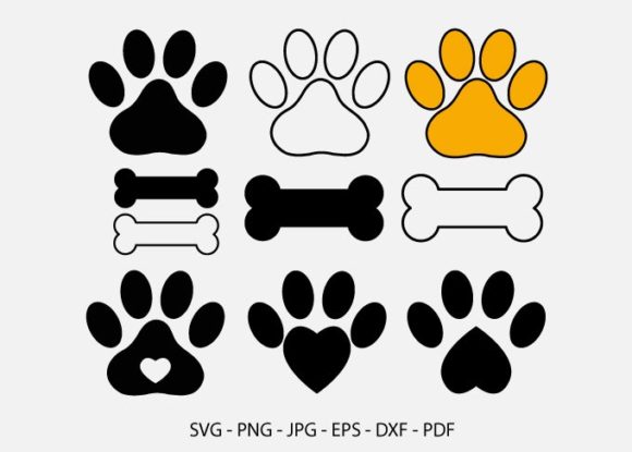 Download Paws Bundle, Cut Files, Dog Bone Cat - Bone Collection