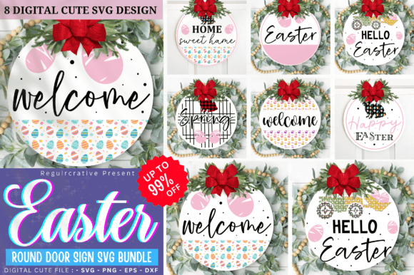 Download Easter Round Door Sign SVG Bundle - Door sign svg Collection