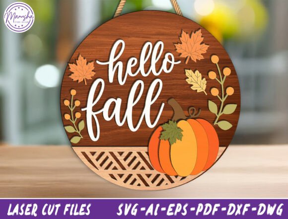 Download Hello Fall Pumpkin Door Sign SVG - Door sign svg Collection