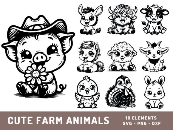 Download Farm Animals SVG Bundle, Cute Animals - Farm animals svg Collection