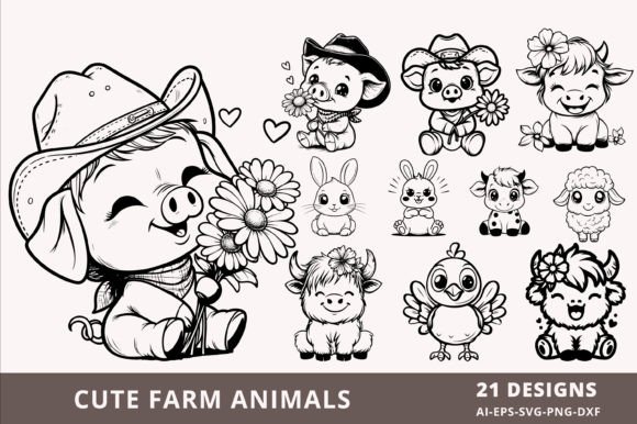 Download Farm Animals SVG Bundle Design - Farm animals svg Collection