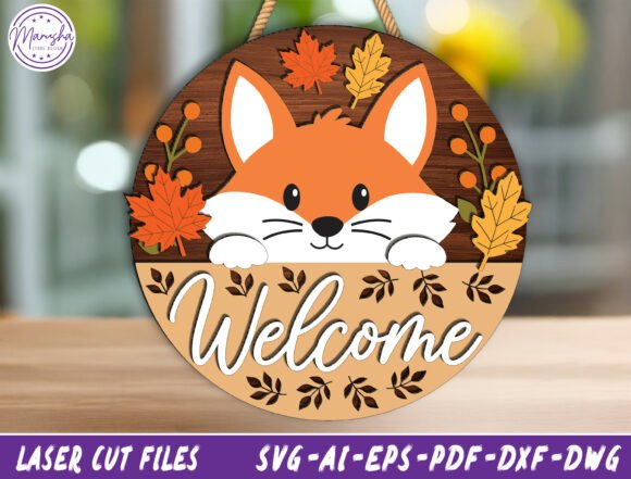 Download Fox Welcome Fall Door Sign SVG - Door sign svg Collection