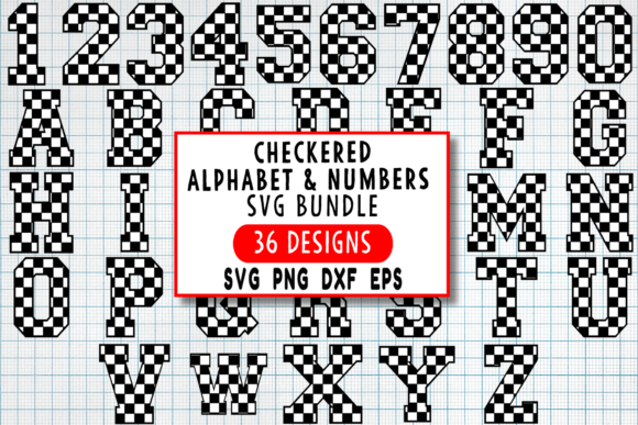 Download Checkered Alphabet &amp; Numbers SVG Bundle - Alphabet Collection