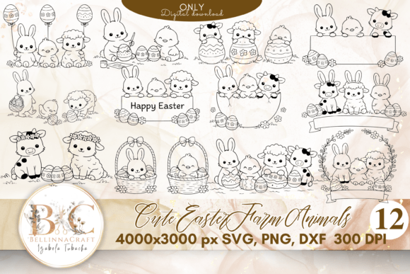Download Cute Easter Farm Animals SVG Bundle - Farm animals svg Collection